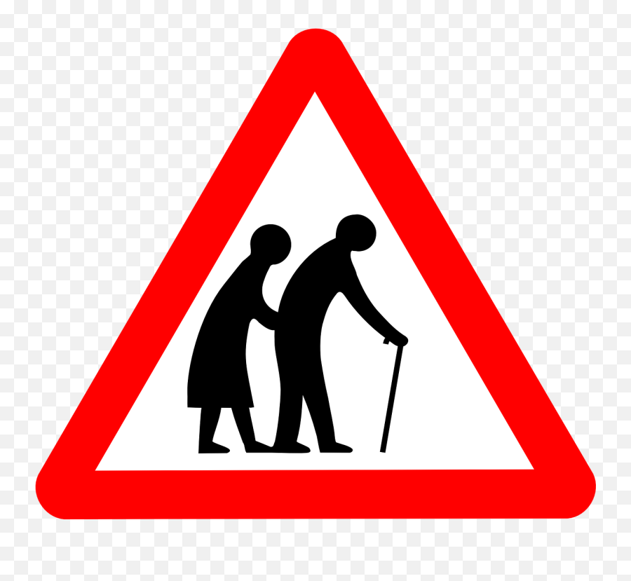 Sign Old People Crossing Elderly Folks - Old People Crossing Road Sign Emoji,Traffic Light Caution Sign Emoji
