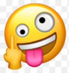 Crazy Tounge Out Middle Finger Emoji - Iphone Emojis Transparent Background