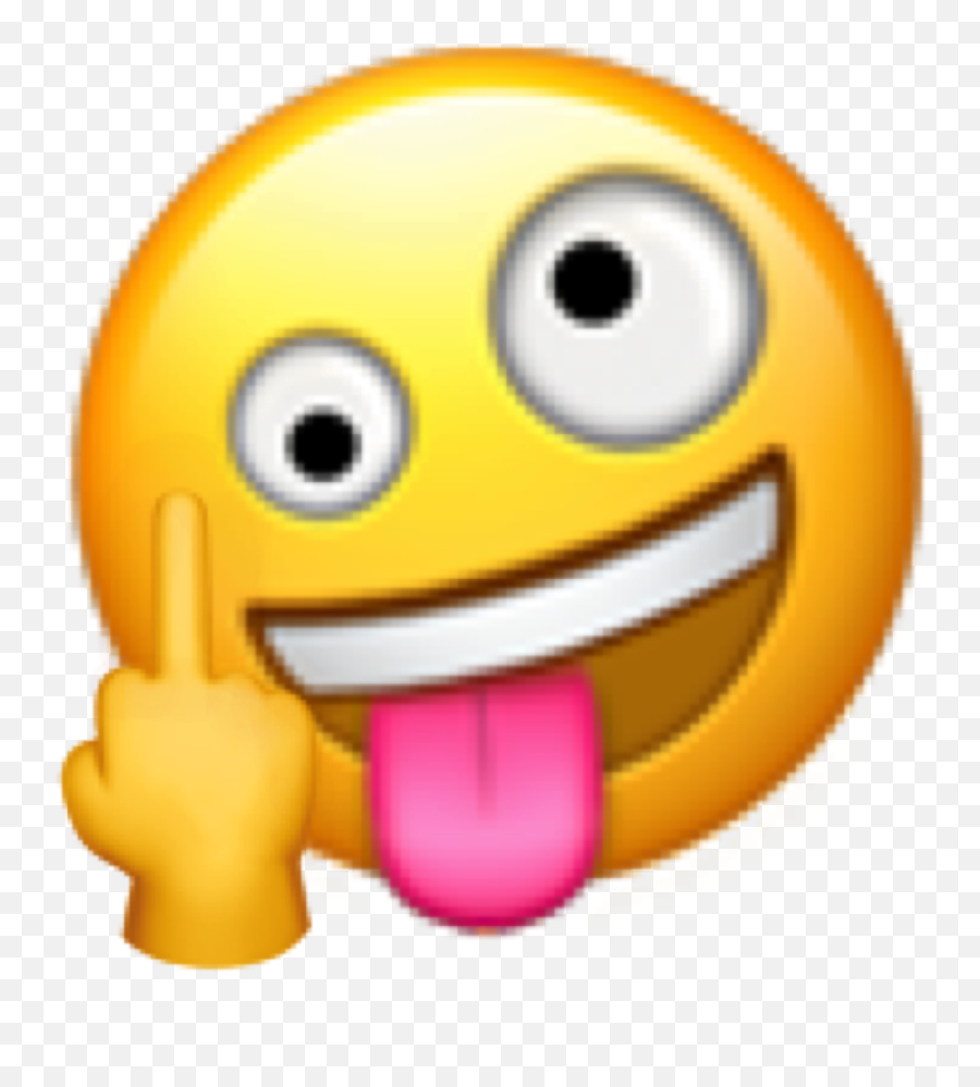 Crazy Tounge Out Middle Finger Emoji - Iphone Emojis Transparent Background,Tounge Emoji
