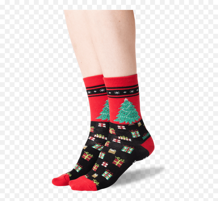 Christmas Tree Crew Socks In Red Front - Sock Emoji,Emoji Stocking - free transparent emoji 