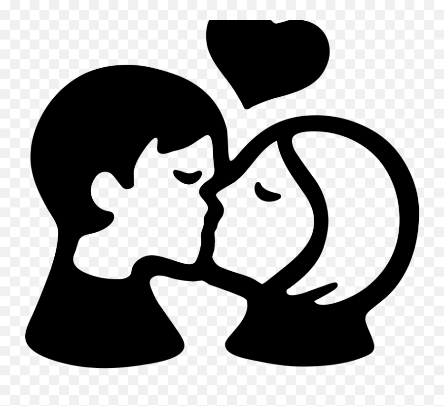 Android Emoji 1f48f - Whatsapp Lip Kiss Emoji,Silhouette Emoji