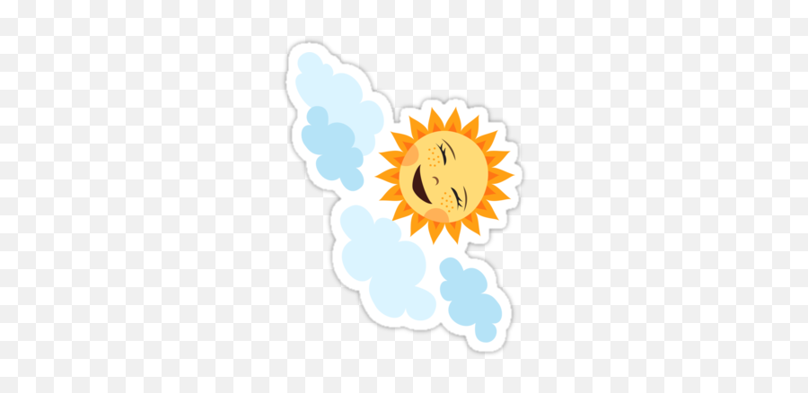 Cute Laughing Sun With Blue Cloudsu0027 Sticker By Mheadesign In - Effects Sponsored By Pyramid Films 1978 Effects Emoji,Sun Bird Emoji