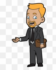 A Cheerful Cartoon Businessman - White Collar Job Emoji