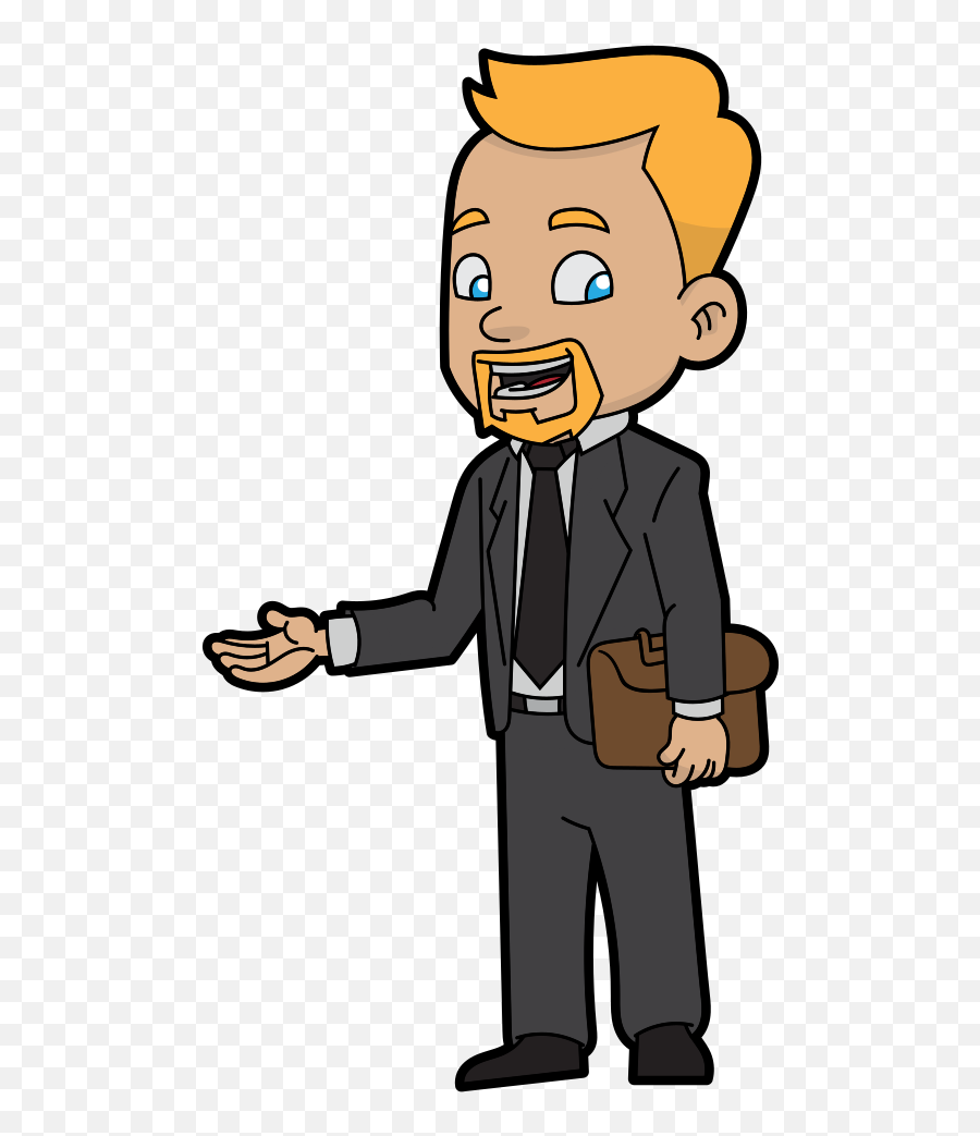 A Cheerful Cartoon Businessman - Cartoon White Collar Job Emoji,Blonde Hair Emoji