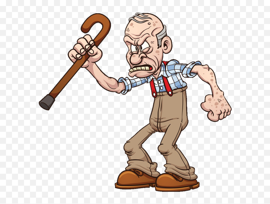 Old Angry Man With Cane - Angry Old Man Clipart Emoji,Old Man With Cane Emoji
