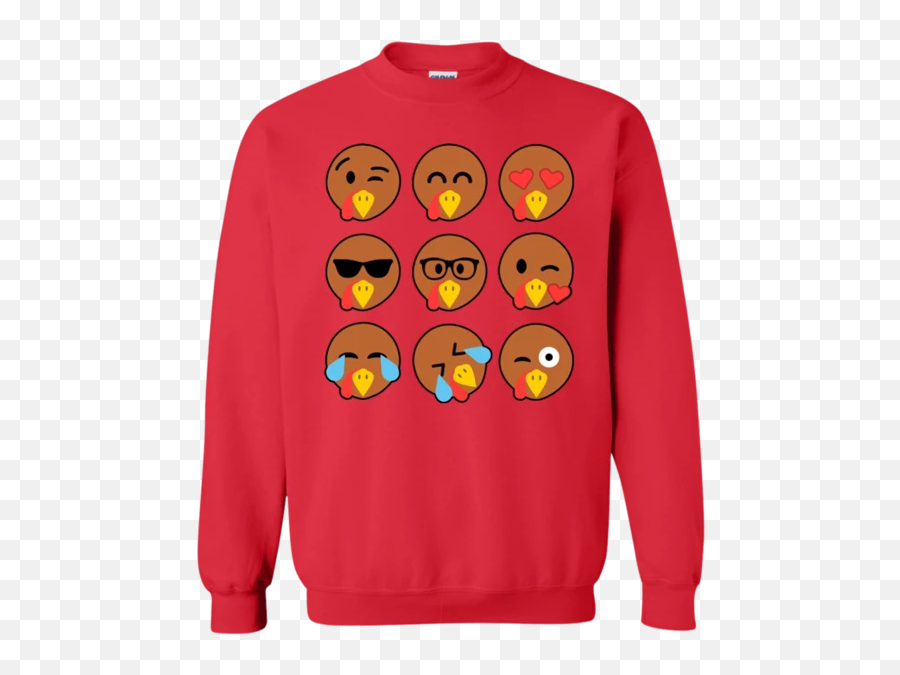 Turkey Emojis Thanksgiving Tshirt G180 Gildan Crewneck Pullover Sweatshirt 8 Oz - Sweater,Thanksgiving Turkey Emoji