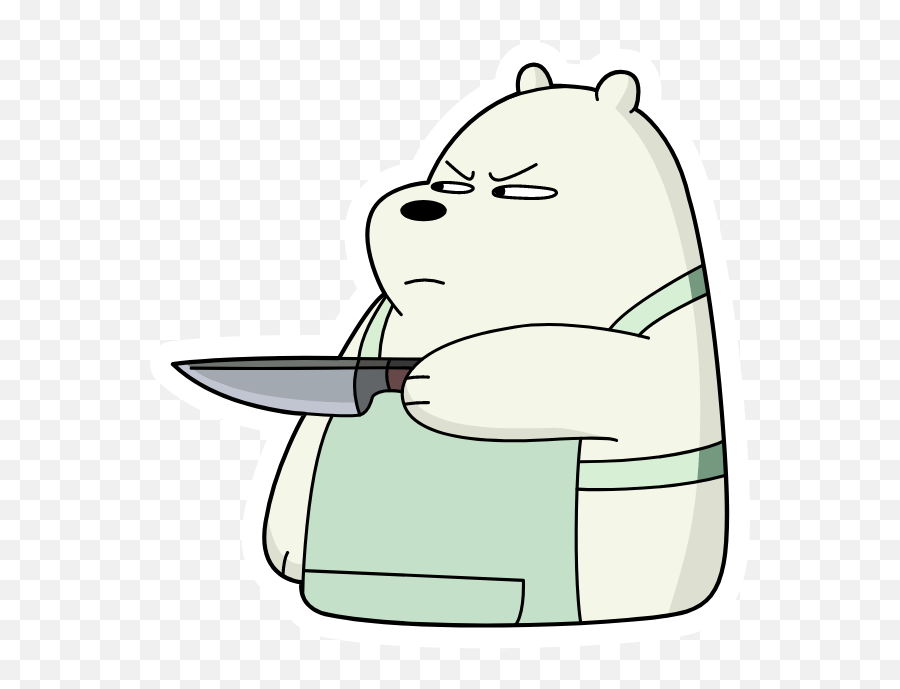 We Bare Bears Ice Bear With Knife Sticker - Sticker Mania Ice Bear Sticker Emoji,Bear Emojis
