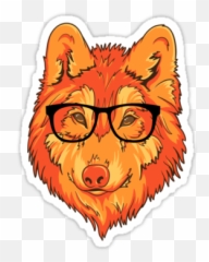 Hipster Wolf by anabellstar poster stickers - Soft Emoji