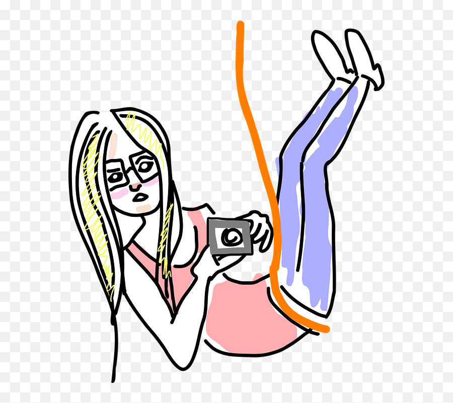 Free Doodle Cartoon Vectors - Female Photographer Clip Art Emoji,Parachute Emoji
