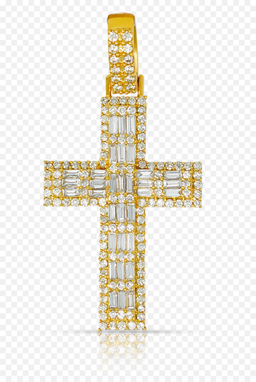 10k Yellow Gold Baguette Cross Pendant - White Gold Cross Necklace Emoji,Crucifix Emoji