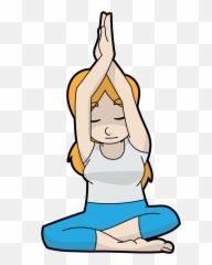 Cartoon Woman In Daily Meditation - Clip Art Emoji