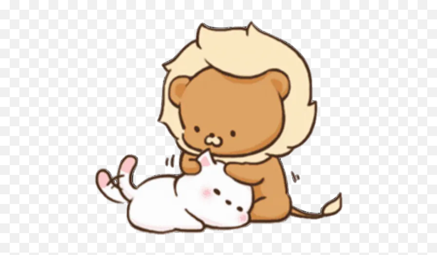 Lovely Cats Stickers For Whatsapp - Lion And Kitty Adorable Couple Emoji,Baby Crawling Emoji