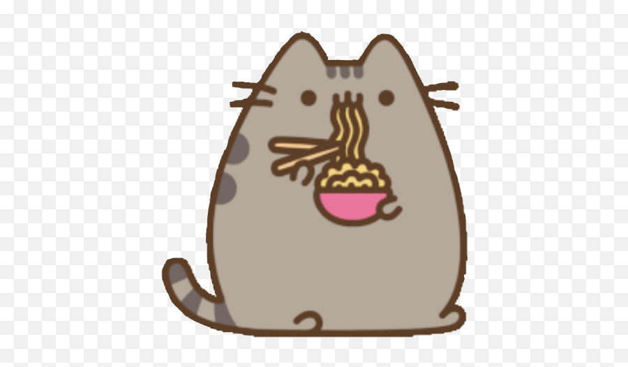 Pusheen Gray Cute Kawaii Cat Noodle Sticker By Emoji,Gray Cat Emoji
