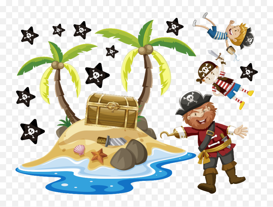 Pirates And Palm Trees Window Decal - Fictional Character Emoji,Palm To Face Emoji