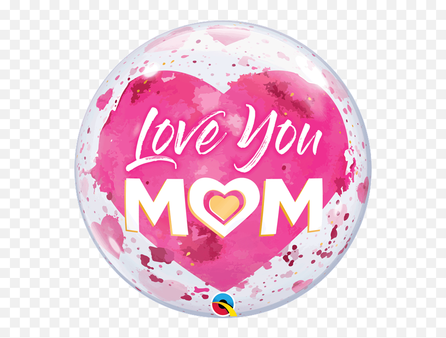 Love You Mum Pink Heart 22 Bubble Balloon - Love You Mom Bubble Balloon Emoji,Double Pink Heart Emoji