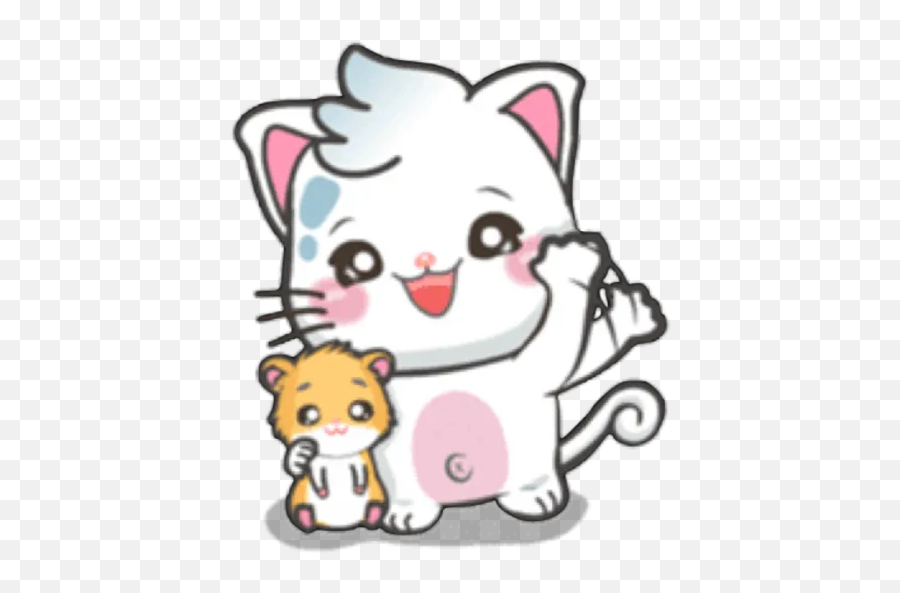 Snowy Cat Stickers For Whatsapp - Cartoon Emoji,Cat Heart Emoji Meme
