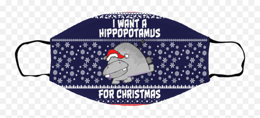 I Want A Hippopotamus For Christmas Ugly Christmas Face Mask - American Emoji,Bald Eagle Emoji
