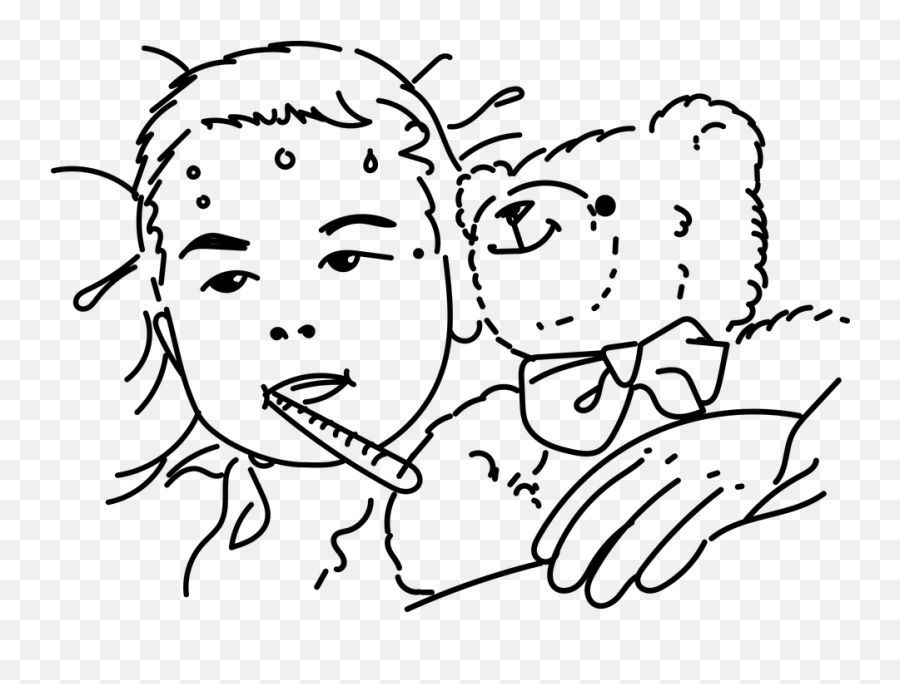 Child Sick Bears - Ill Clipart Black And White Emoji,Sweat Emoji Text