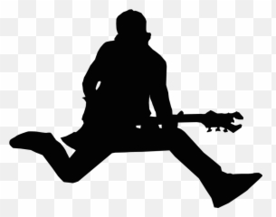 Guitarist Leap Jump - Rock And Roll Silhouette Emoji