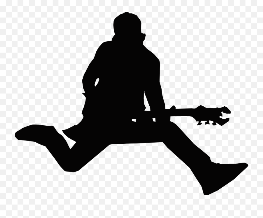 Guitarist Leap Jump - Rock And Roll Silhouette Emoji,Man Chicken Leg Emoji