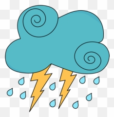 Dark Blue Swirly Cloud with Rain and Lightning - Storm Coloring Pages Emoji
