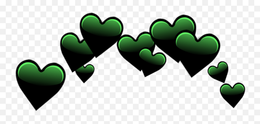 Black Green Emoji Hearts Crown Sticker - Dark Green Heart Emoji Crown,Green Hearts Emoji