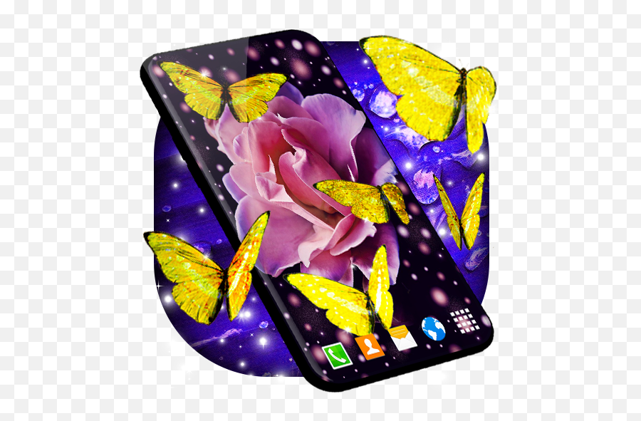 Gold Live Butterflies Gold Butterfly - Flower Emoji,Butterfly Emoji Android