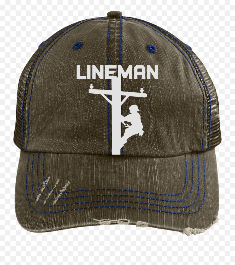 Lineman Pole Distressed Cap Hat U2013 Custom Sticker Shop - Distressed Flexfit Hats Emoji,Trucker Emoji