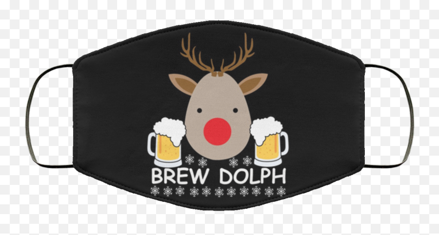 Brew Dolph Reindeer Beer Drinker Christmas Print Face Mask - Rocky Horror Picture Show Lips Mask Emoji,Reindeer Emoji