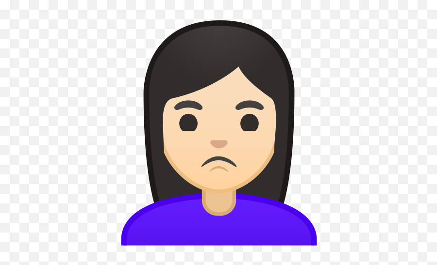 Pouting Emoji With Light Skin Tone - Woman Frowning Emoji,Black Hair Emoji
