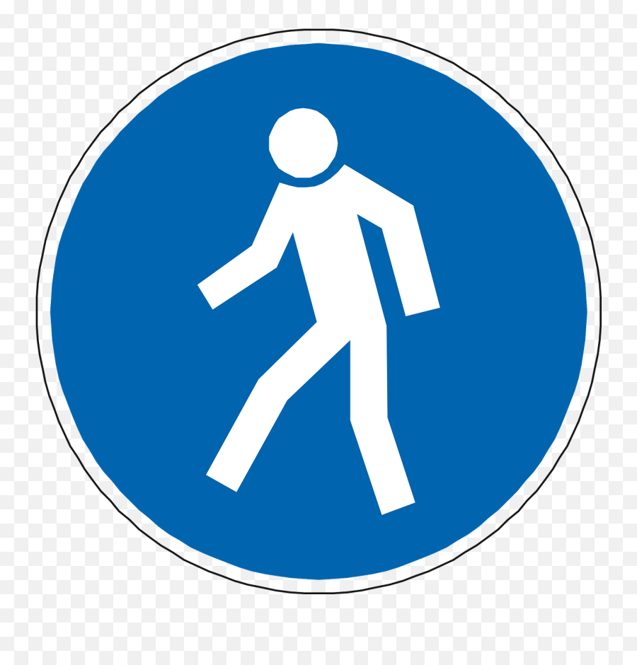 Walking Pedestrian Passage Man Blue - Blue Pedestrian Png Emoji,Traffic Light Caution Sign Emoji