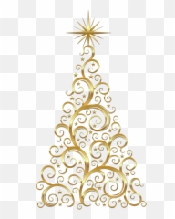 Christmas Tree Vector Banner Royalty - Gold Clipart Emoji