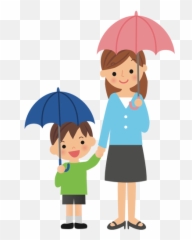 Umbrellas With Mother - And Son Cartoon Png Emoji