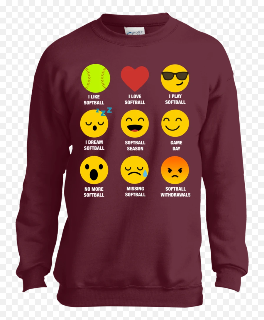 I Love Softball Emoji Emoticon Team - Tik Tok Red T Shirt,Ash Emoji