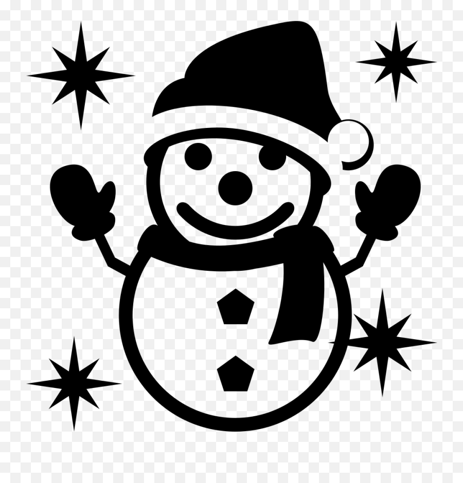 Emojione Bw 2603 - Small Black And White Snowman Emoji,Emoji Hat