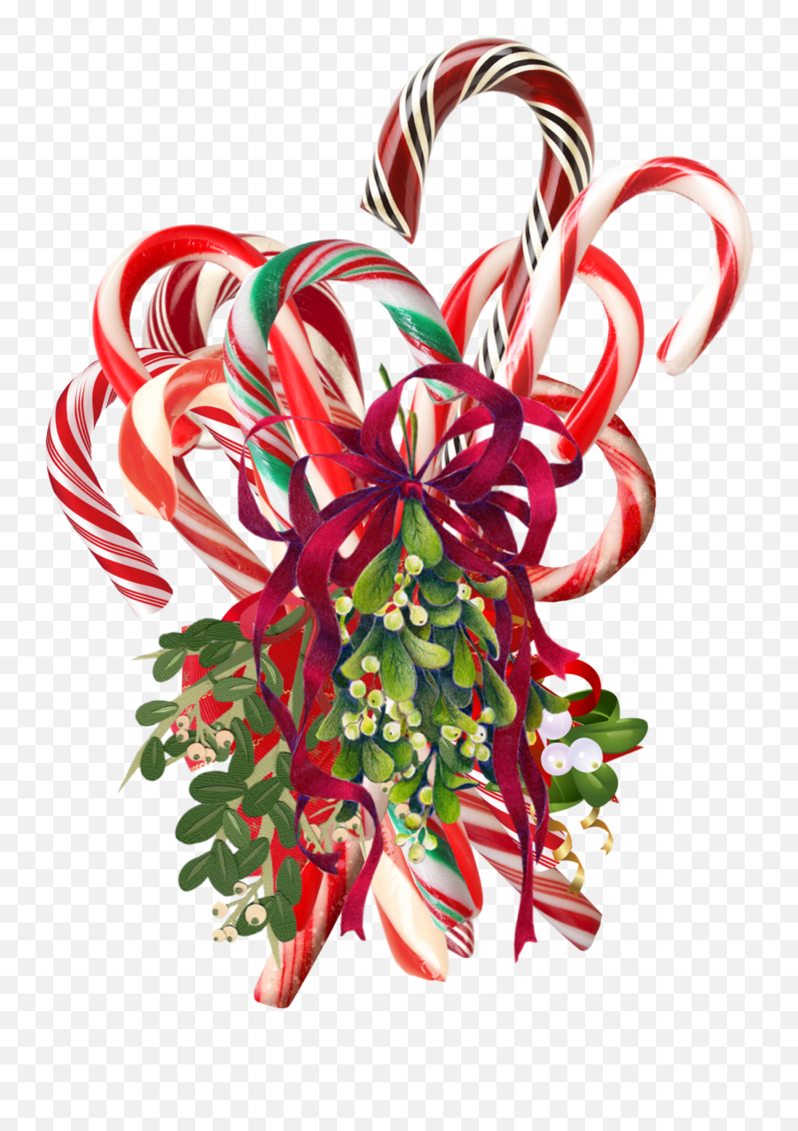 Candy Canes Mistletoe Christmas - Candy Cane Emoji,Candy Cane Emoji