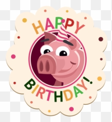 Happy Birthday Pig Badge Sticker - Imagenes De Cumpleaños De Cerdos Emoji,Leaf Pig Emoji