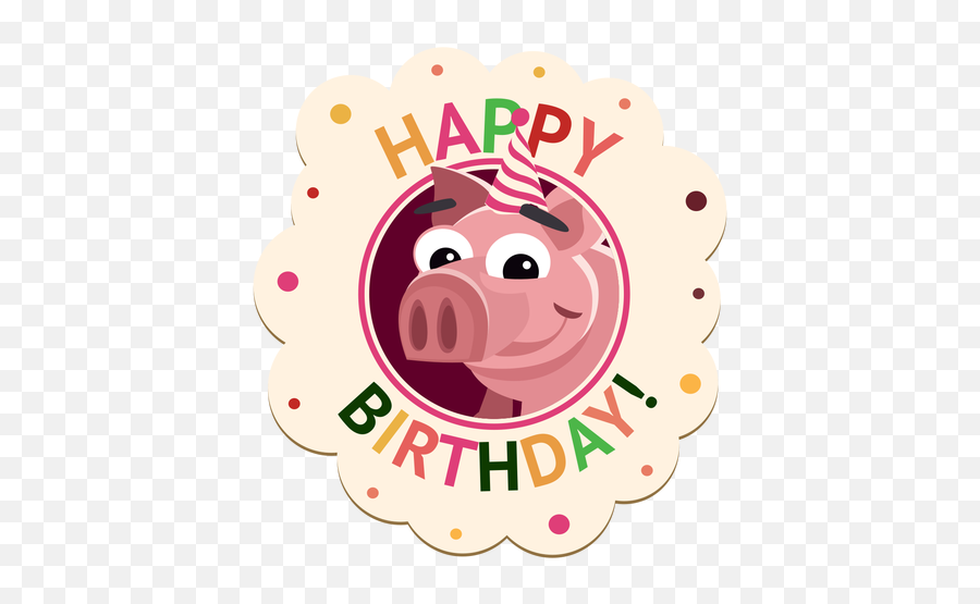Happy Birthday Pig Badge Sticker - Imagenes De Cumpleaños De Cerdos Emoji,Leaf Pig Emoji