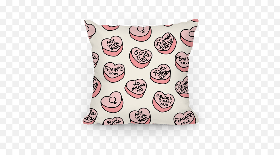 Conversation Hearts Pillows - Feminist Conversation Hearts Emoji,Ice Cream Emoji Pillow