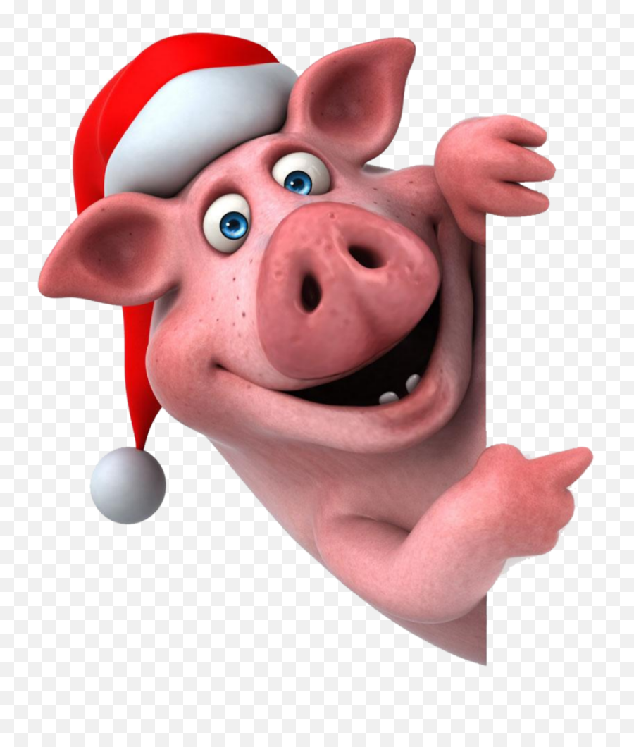 Pig Santa - Funny Cartoon Pigs Emoji,Peekaboo Emoji