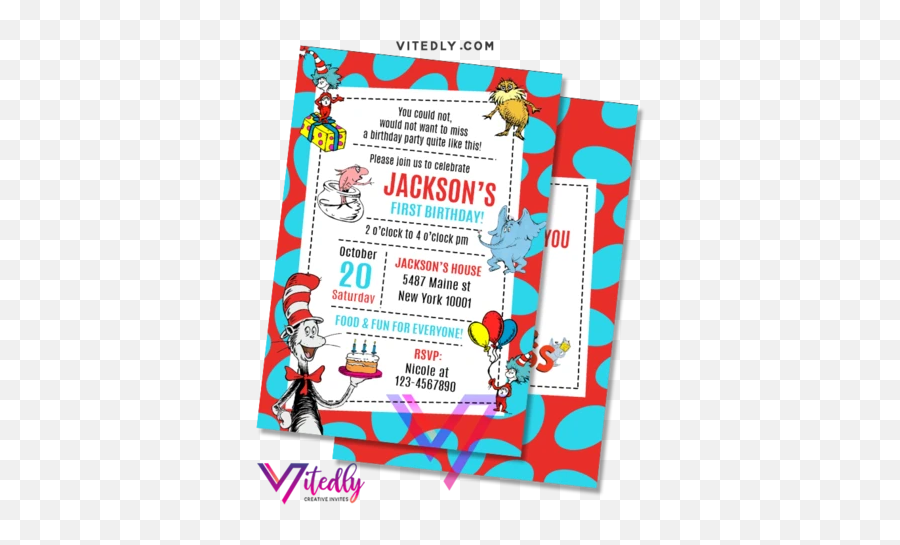 Birthday Invitations U2013 Tagged 1st Birthday U2013 Vitedly - Dr Seuss Birthday Invitations Emoji,Emoji Pool Party