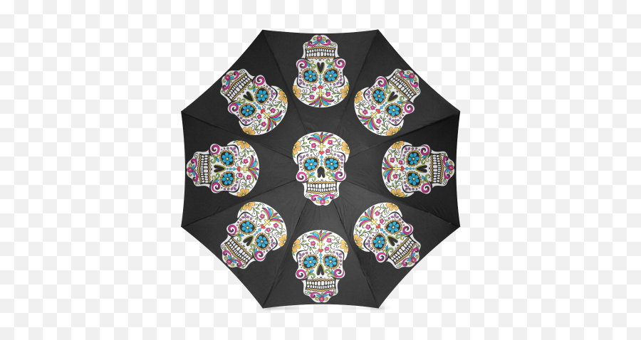 Cool Sugar Skull Print Foldable Umbrella - Mandala Emoji,Skull Water Skull Emoji