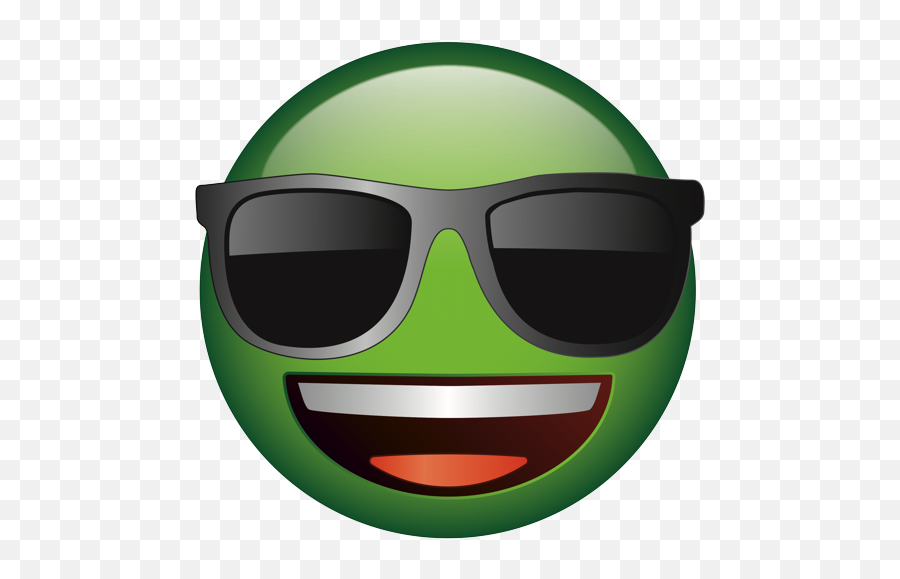 Grinning Face With Sunglasses - Emoji With Green Glasses,Green Eyes Emoji