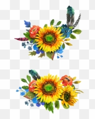 Watercolor Sunflower Sunflowers Flowers Floral Bouquet - Bouquet Sunflower Watercolor Png Emoji,Bouquet Emoji