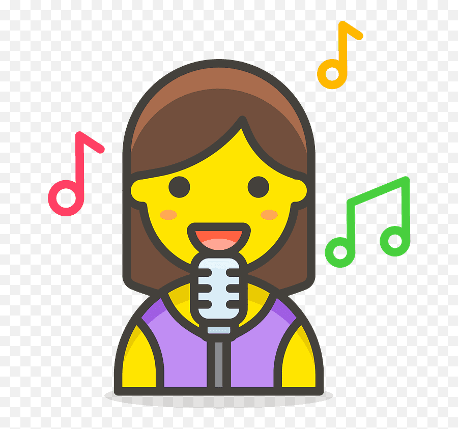Woman Singer Emoji Clipart - Raise Hand Clipart,Singing Emoji