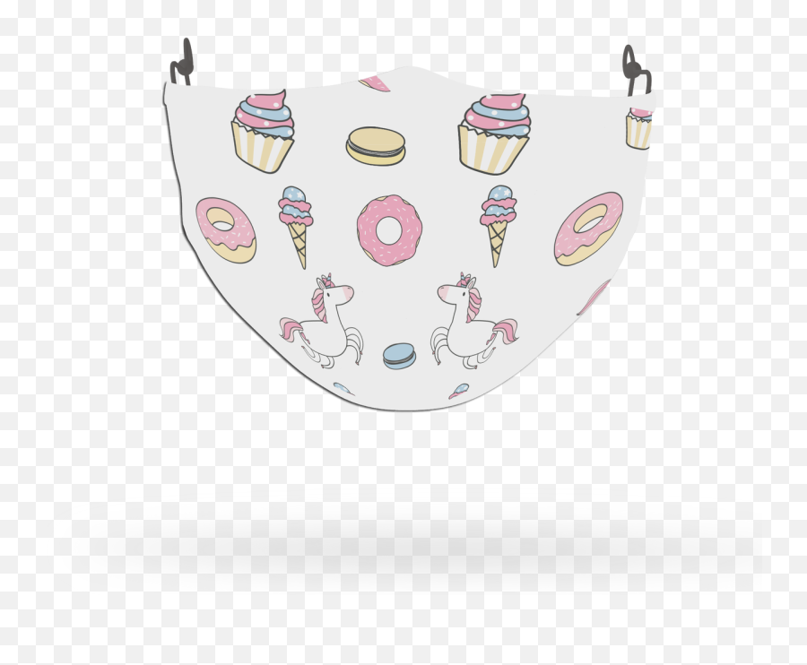 Unicorn Pattern Cupcakes And Donuts Face Covering Print 1 - Dot Emoji,Toilet Face Emoji