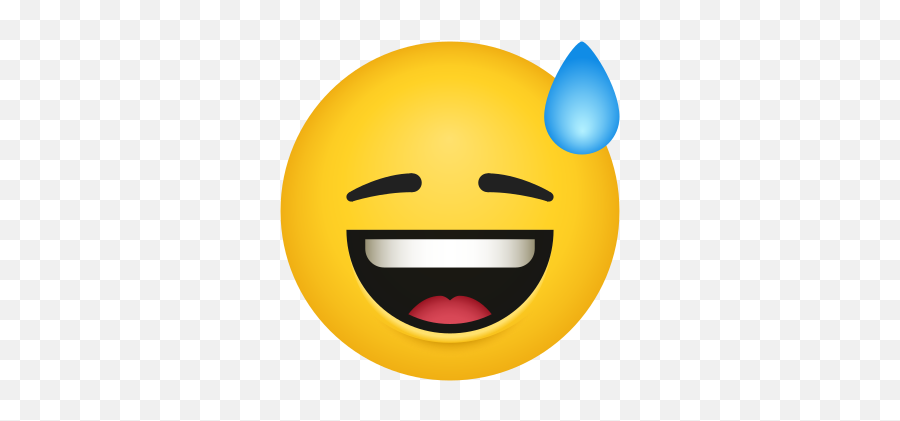Grinning Face With Sweat Icon - Smiley Emoji,Sweat Emoji Png