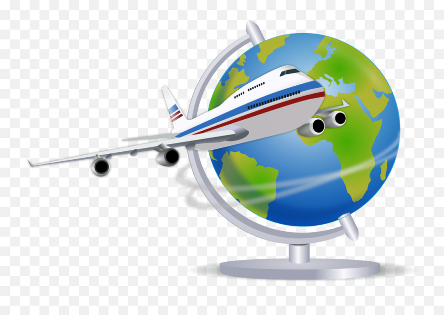 Airplane Clip Air Transportation - Travel Globe Clipart Emoji,Emoji Plane And Letter