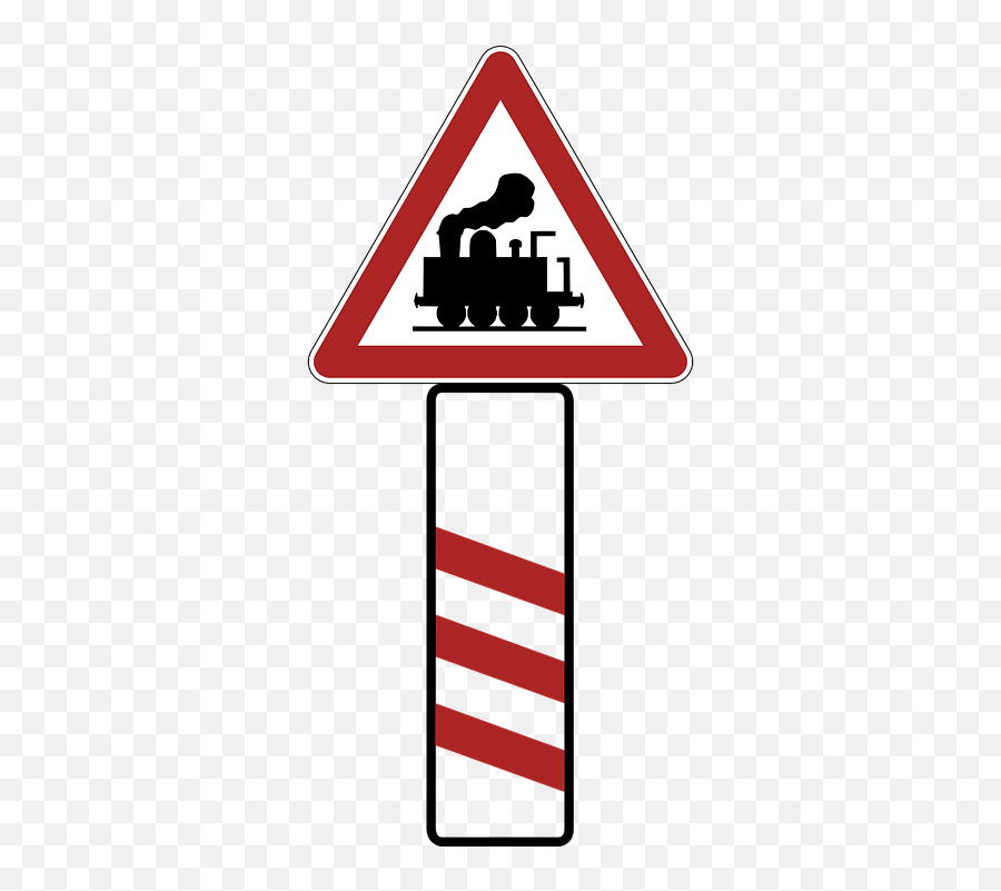 Warning Railway Crossing Road Sign - Give Way Sign Emoji,Traffic Light Caution Sign Emoji