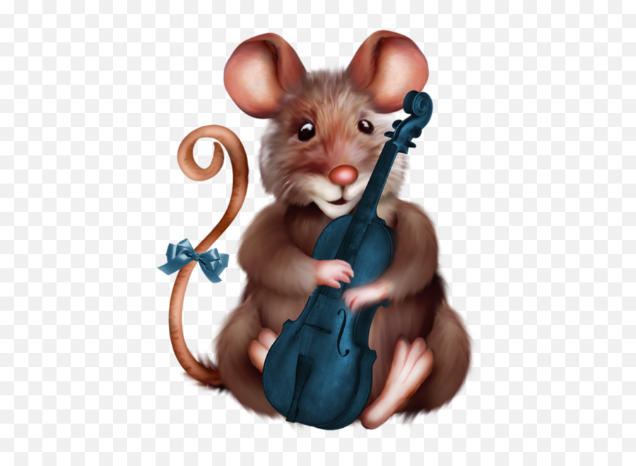 Mouse With Violin Clipart Cartoon - Tierbilder Kostenlos Lustig Mäuse Emoji,Mouse Rabbit Hamster Emoji